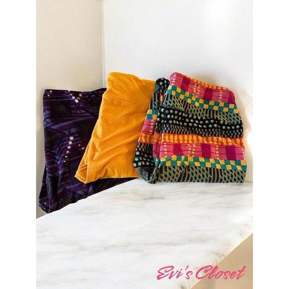 LuLaRoe Leggings Lot of 3 Pair OS (2-12) Floral Multicolor All Seasons Soft - Picture 5 of 5